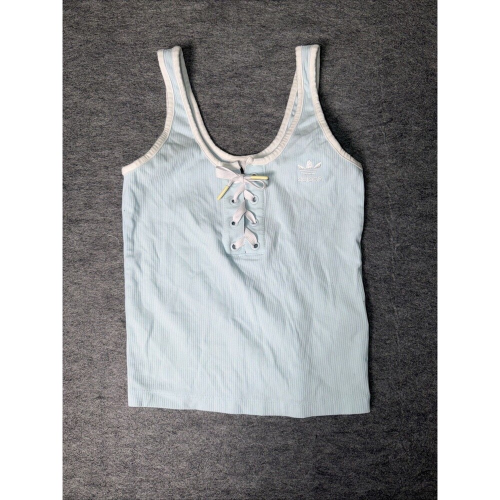 EUC Adidas Laced Up Blue tank top - Size XS